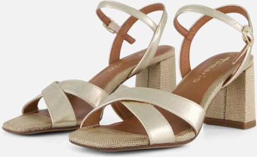 Tamaris Sandalen met hak goud Textiel Dames