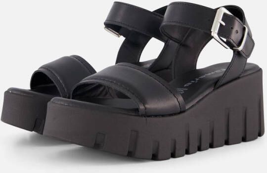 Tamaris Sandalen van leer met geprofileerde plateauzool