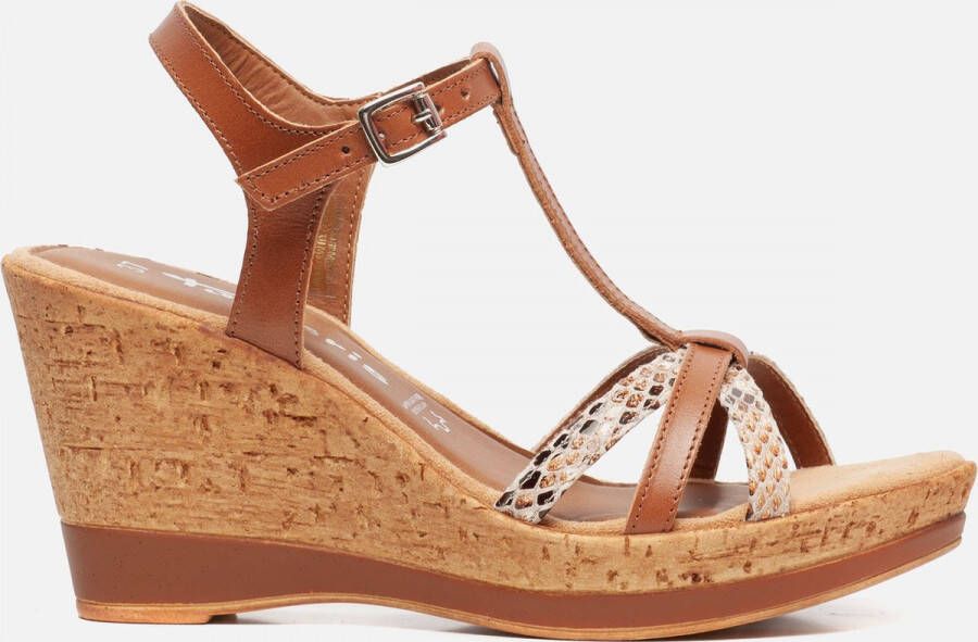 Tamaris Sandalen met sleehak cognac - Schoenen.nl