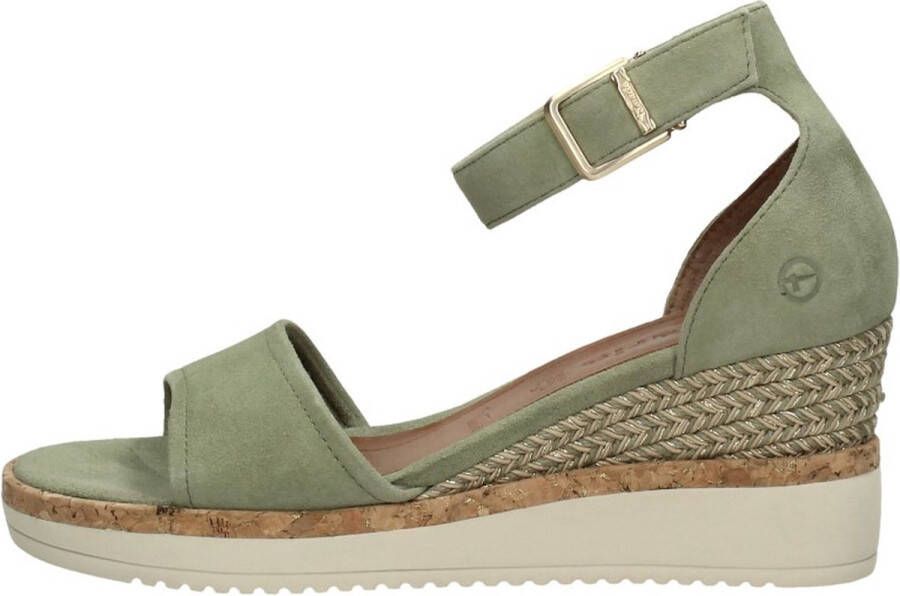 Tamaris Casual open teen pistache sandalen Green Dames