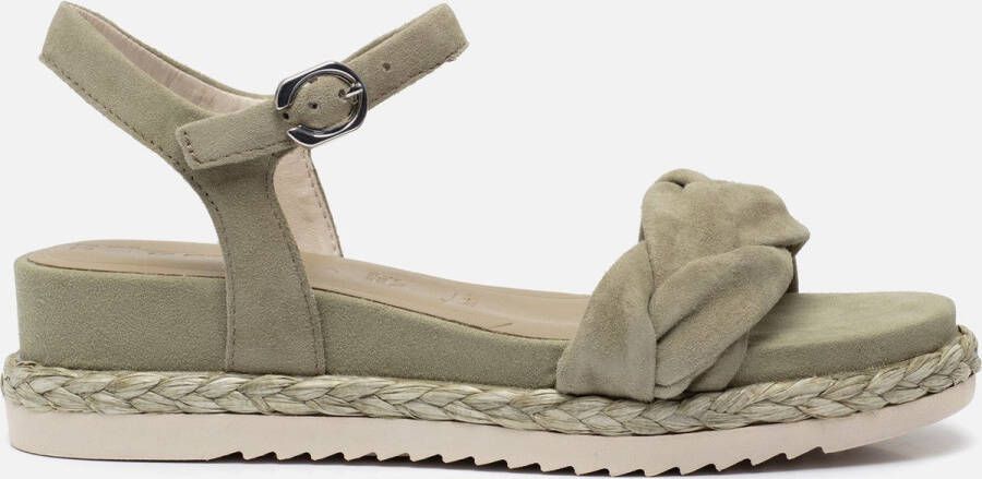 Tamaris Sandalen met sleehak groen Leer Dames