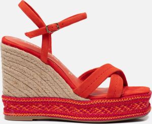 Tamaris Sandalen met Sleehak rood Leer