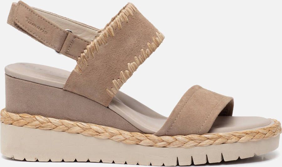 Tamaris Sandalen sleehak taupe Leer Dames