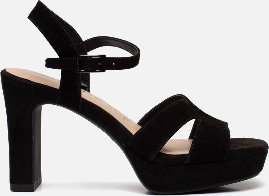 Tamaris Zwarte Suède Sandalette met Enkelbandje Black Dames