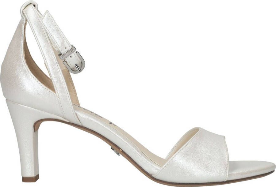 Tamaris Elegante zilveren parel hoge hak sandalen White Dames