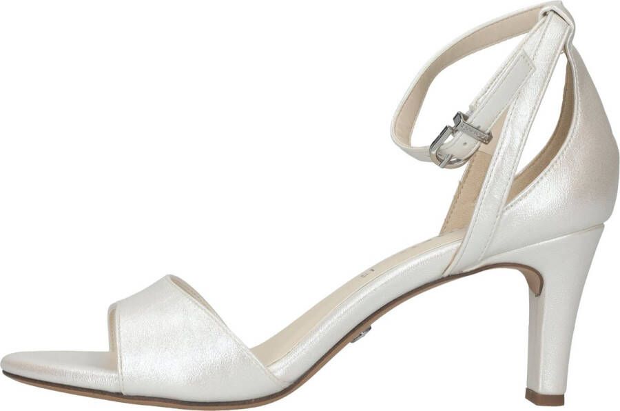 Tamaris Elegante zilveren parel hoge hak sandalen White