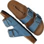 Tamaris Glitter Blauwe Slipper met Leren Voetbed Blue Dames - Thumbnail 1