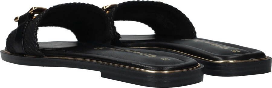 Tamaris Elegante Zwarte Slipper met Gouden Ketting Black Dames