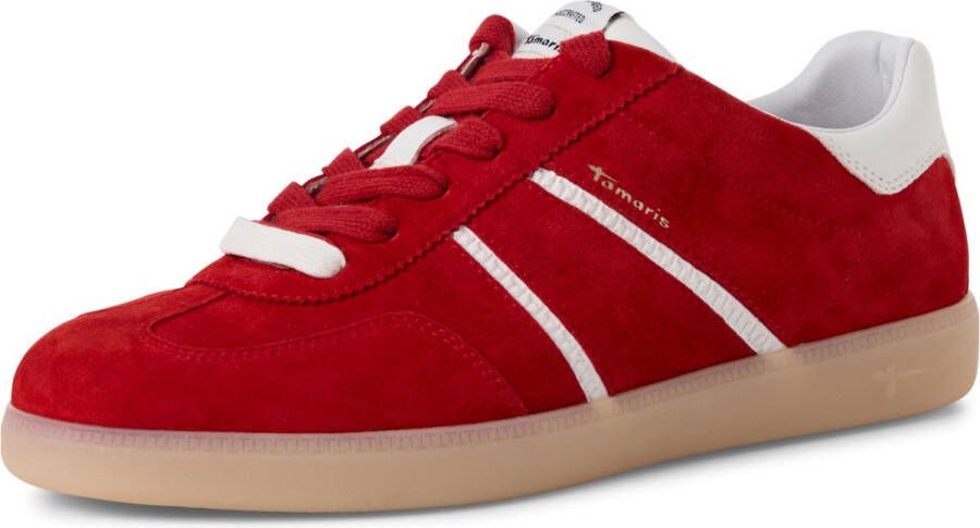 Tamaris Sneakers vrijetijdsschoen lage schoen veterschoen met glitter op de hiel
