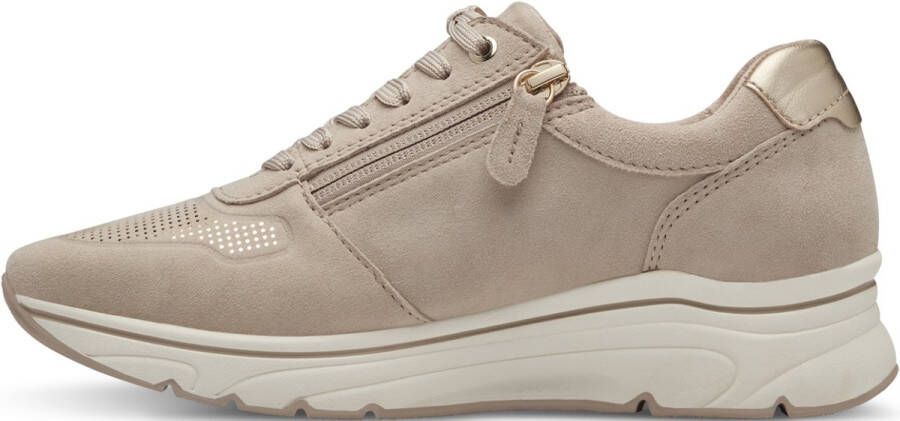 Tamaris Beige Sneaker met Metallic Gouden Stipjes Beige Dames