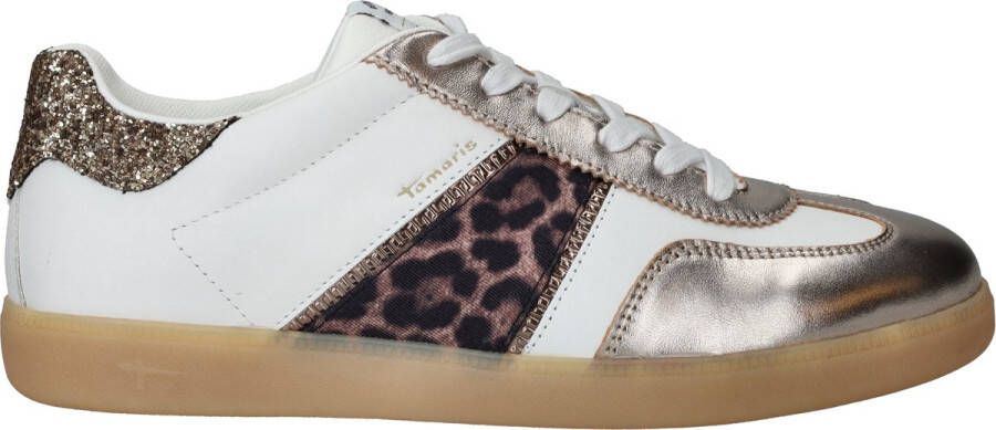 Tamaris Plateausneakers vrijetijdsschoen lage schoen veterschoen met glitter op de hiel
