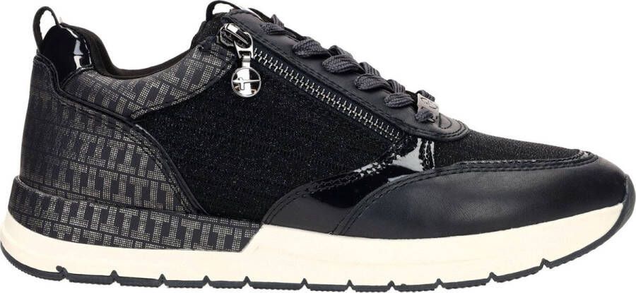 Tamaris Sneakers met sleehak vrijetijdsschoen lage schoen veterschoen met trendy metallic-details
