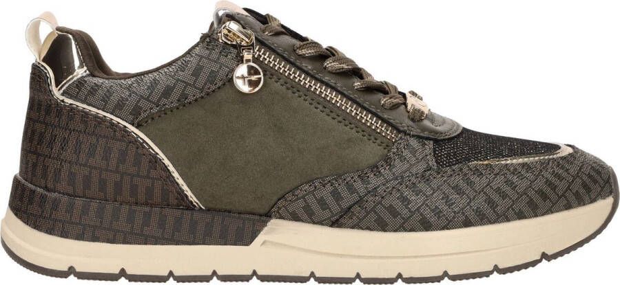 Tamaris Sneakers met sleehak vrijetijdsschoen lage schoen veterschoen met trendy metallic-details
