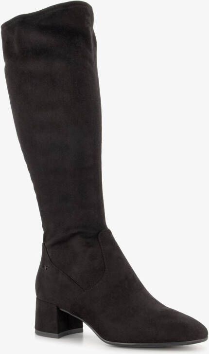 Tamaris suèdelook dames laarzen met hak zwart