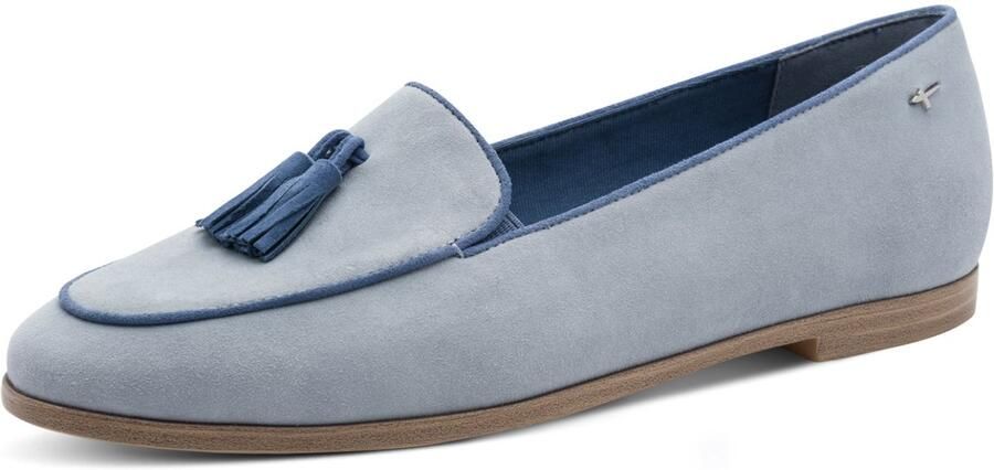 Tamaris 1-24221-44-895 dames leren slip-on mocassin dames lage schoen lichtblauw