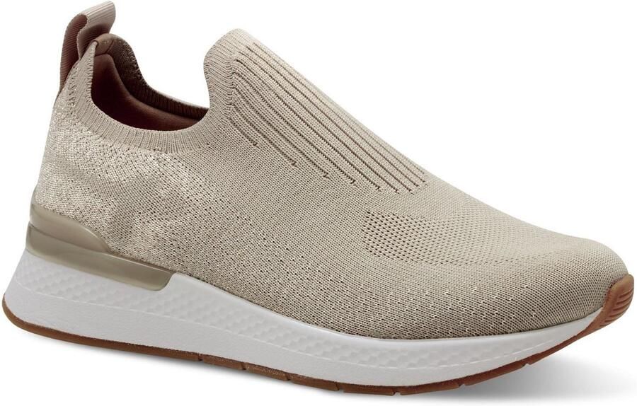 Tamaris Slip-on sneakers sleehak sneaker slipper vrijetijdsschoen lage schoen met t-logoopdruk