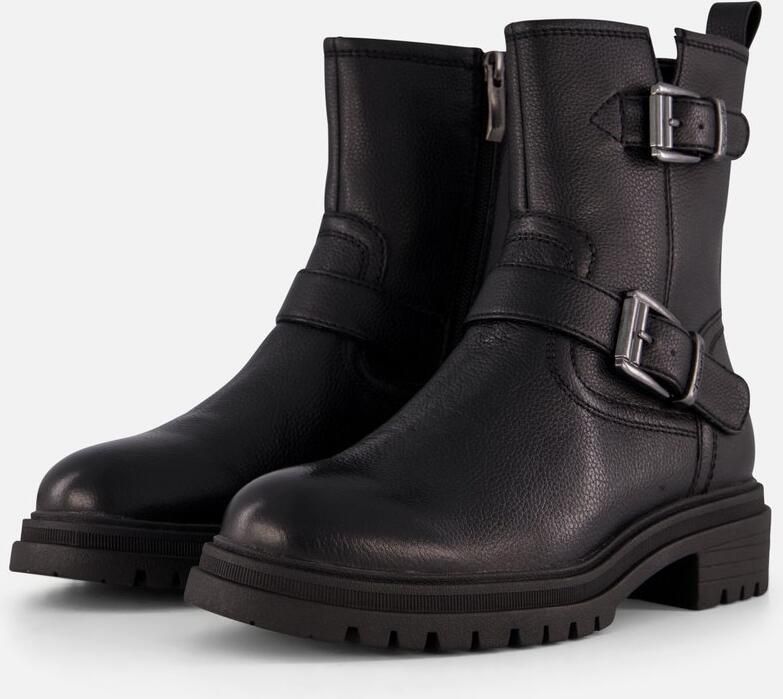 Tamaris Zwarte Bikerboot met Touchit-voetbed Black Dames