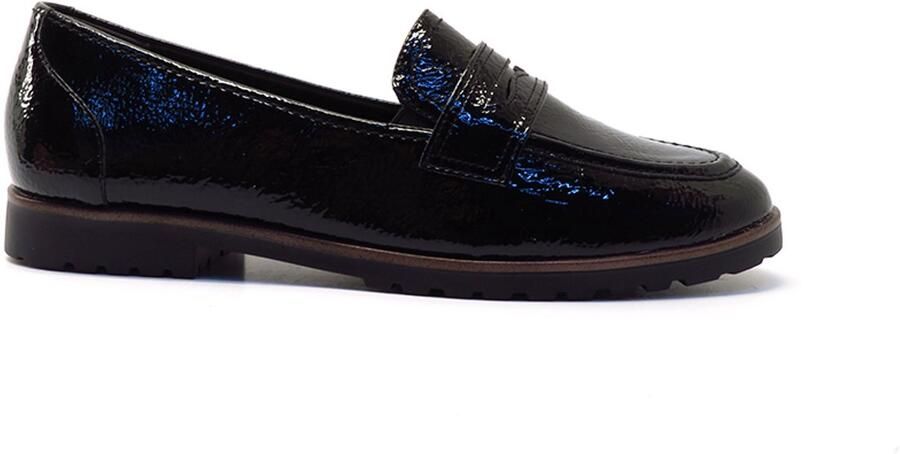 Tamaris Zwarte platte loafers met gespdetail
