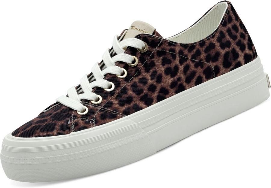 Tamaris Plateausneakers vrije tijd schoen lage schoen veterschoen met logo op de hiel