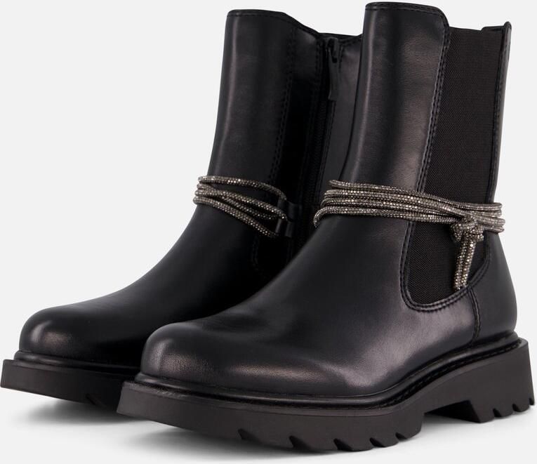 Tamaris Chelsea-boots blokhak enkellaars versierd met fonkelende banden - Foto 2