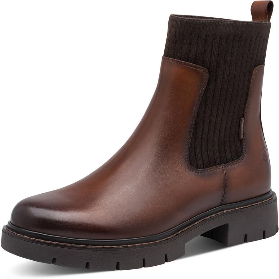 Tamaris Comfort Chelsea boots van leer voor dames model 8-86417-45-305 brede pasvorm bruin