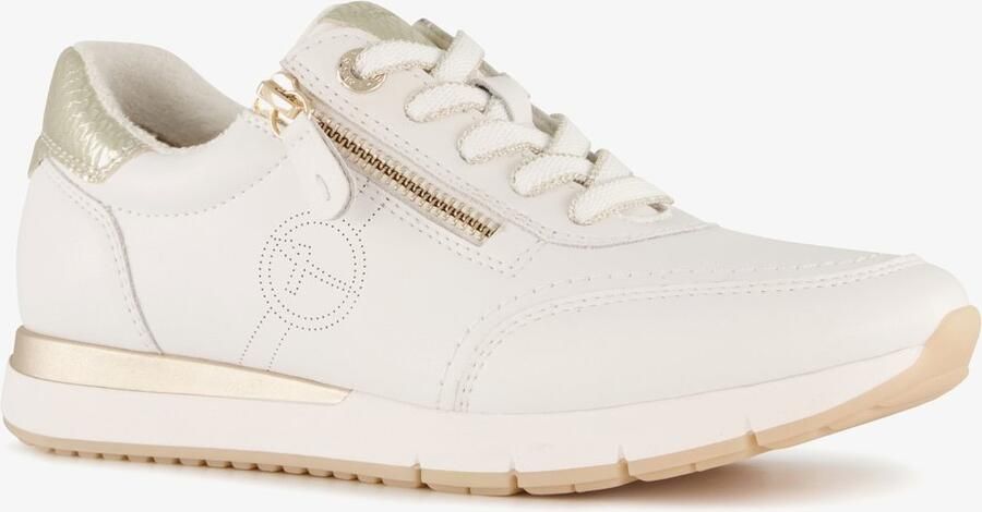 Tamaris Comfort leren dames sneakers wit goud Uitneembare zool - Foto 2