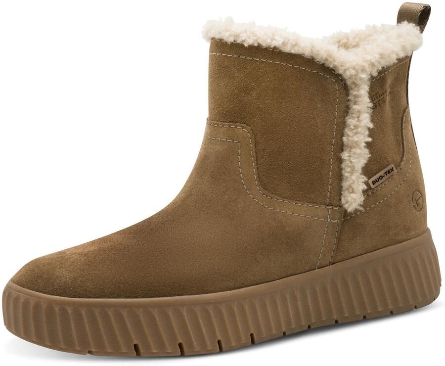 Tamaris Comfort leren enkellaarsjes voor dames 8-86422-45-365 brede pasvorm met warme voering