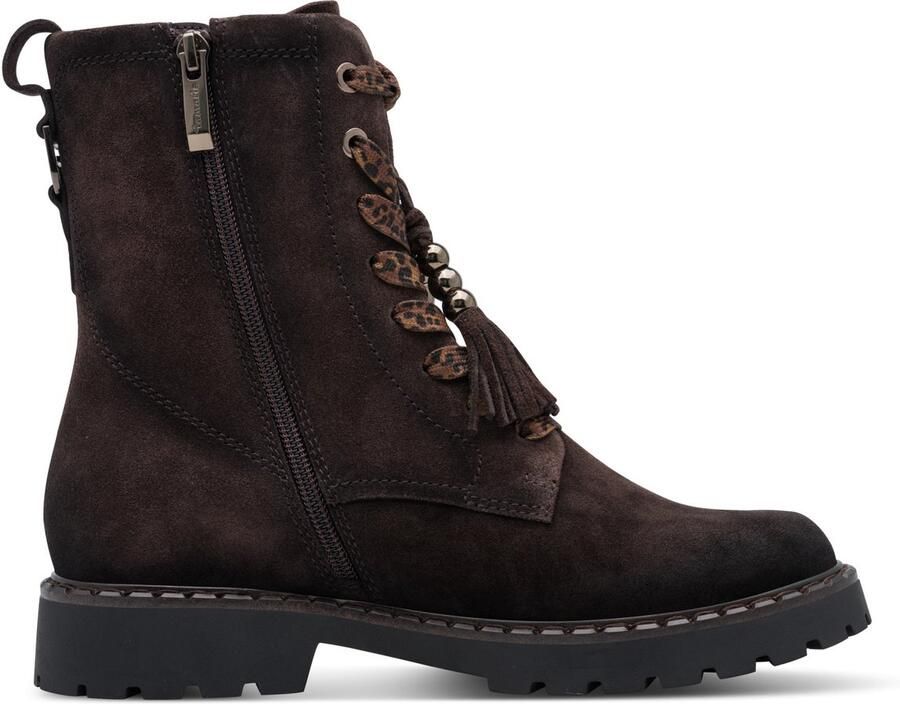 Tamaris leren enkellaarsjes voor dames 1-25284-47-304 veterlaarsjes bruin