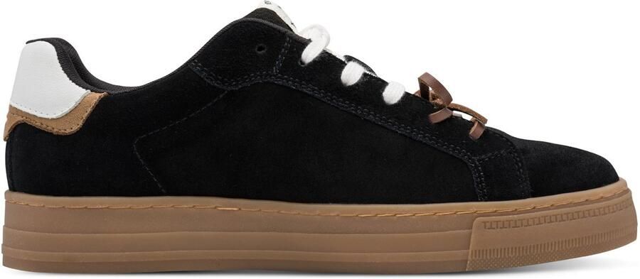 Tamaris dames leren sneaker 1-23708-47-001 lage veterschoen voor dames zwart