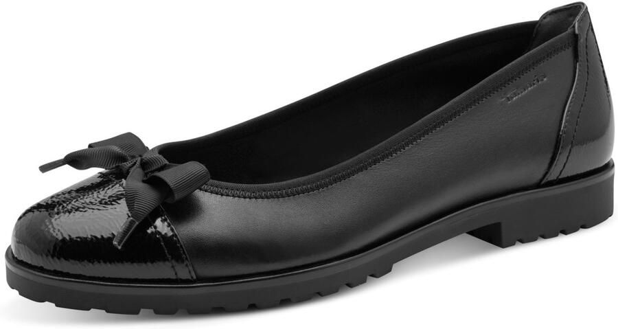 Tamaris Ballerina's blokhak pumps zakelijke schoen met mooie stoffen strik - Foto 2
