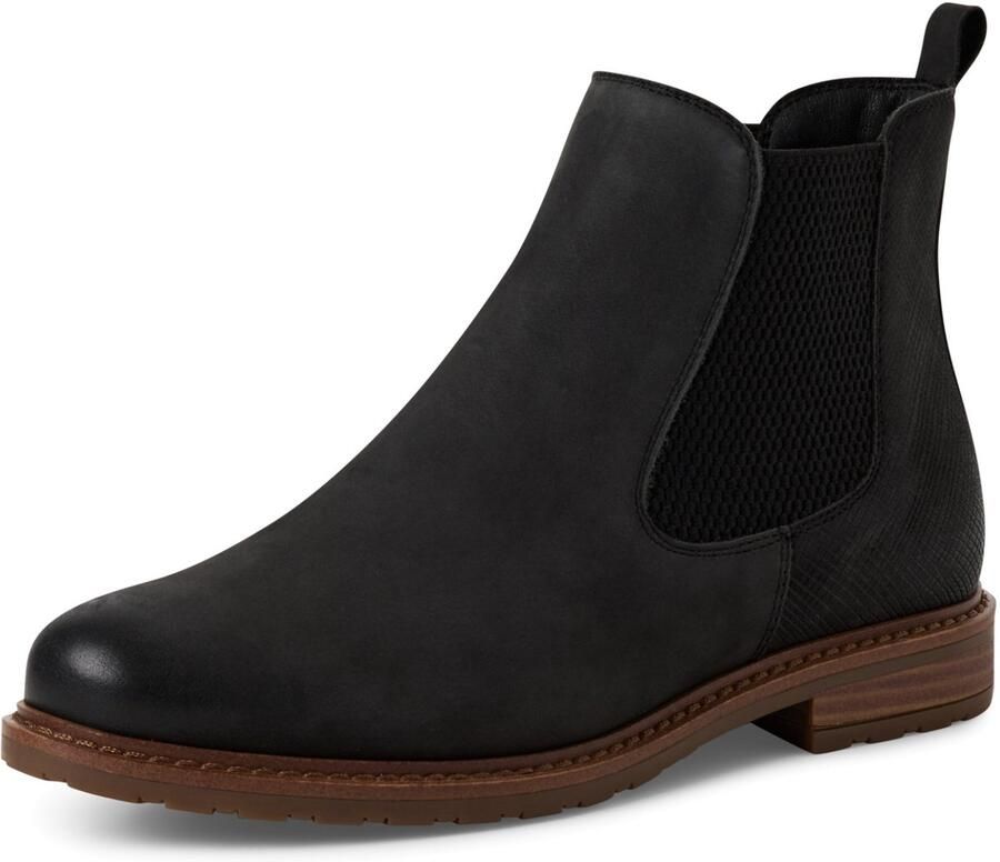Tamaris dames Chelsea boot 1-25056-41 leren laarzen enkellaarsjes zwart M2505641 - Foto 2