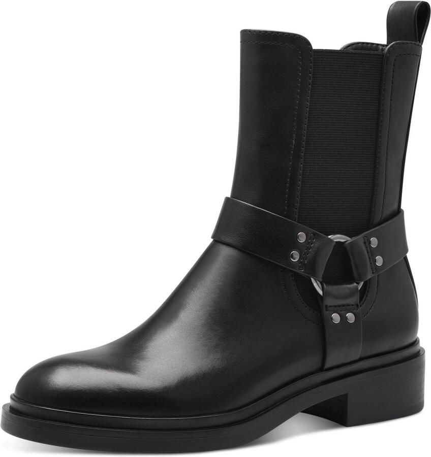 Tamaris Bikerboots blokhak chelseaboots enkellaars met decoratieve band en studs - Foto 2