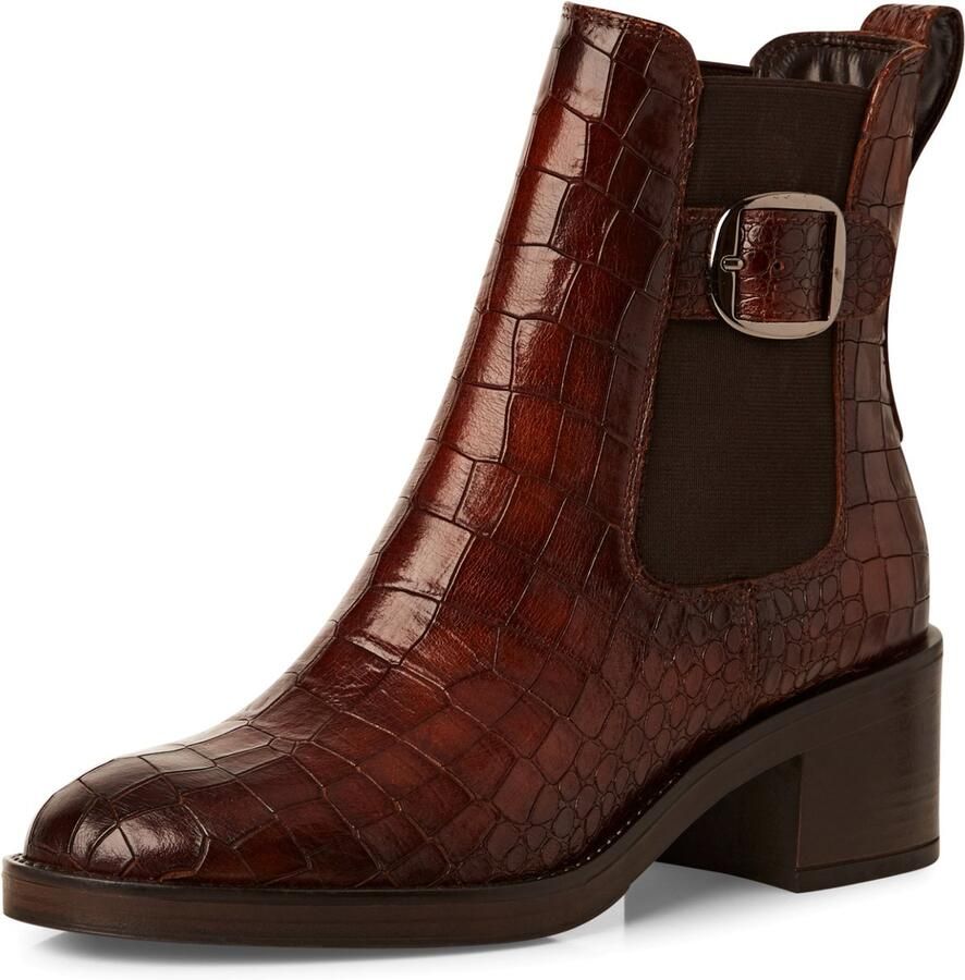 Tamaris Enkelboot met Leerlook met Reliëf