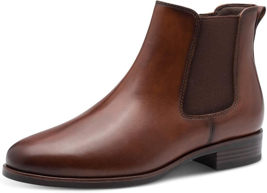 Tamaris Chelsea-boots blokhak basic enkellaarsjes met antiek finish