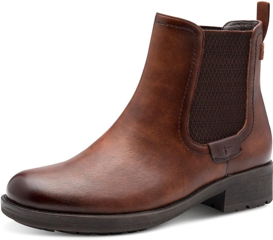 Tamaris Chelsea-boots blokhak enkellaarsjes instapschoen in used look