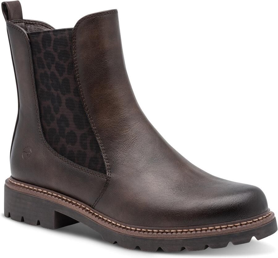 Tamaris Chelsea-laars voor dames bruin luipaardprint 1-25483-45