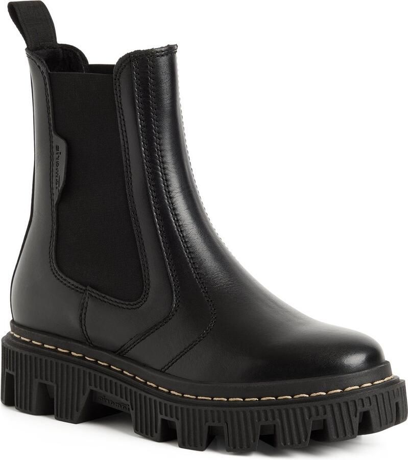 Tamaris dames leren Chelsea-laars 1-25488-47-001 enkellaarsjes voor dames zwart