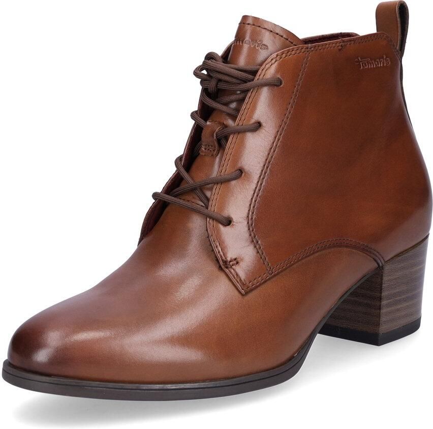 Tamaris Enkellaarsjes blokhak veterschoen business schoen met logo-embossing