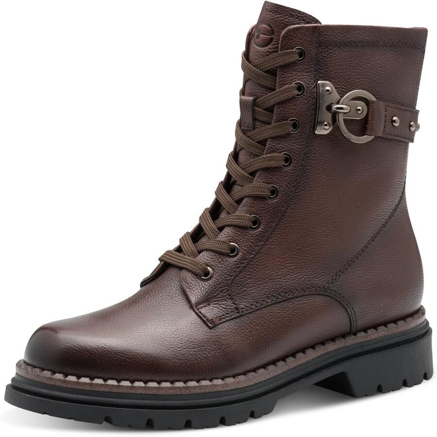 Tamaris Veterlaarsjes blokhak veterboots met studs bezette sierriem