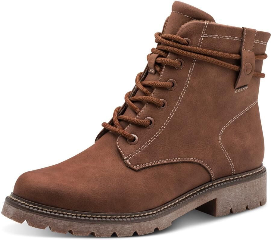 Tamaris Veterlaarsjes blokhak veterschoenen in vegan verwerking