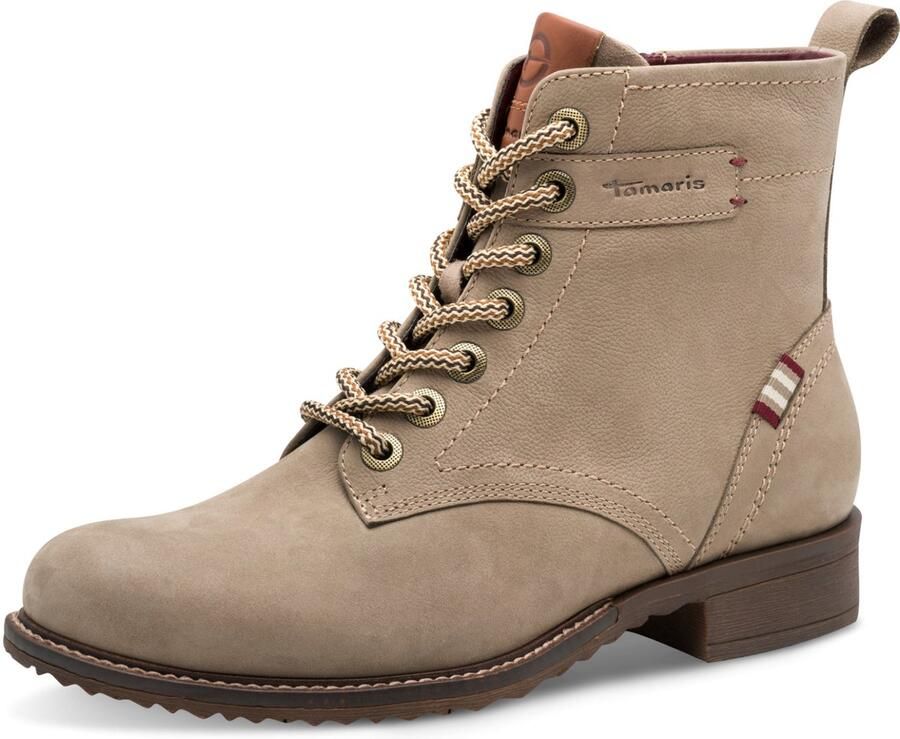 Tamaris Veterschoenen blokhak veterlaarsjes contrastnaad op de hiel en frame