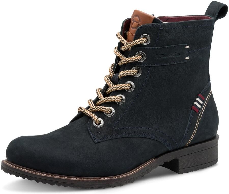 Tamaris Veterschoenen blokhak veterlaarsjes contrastnaad op de hiel en frame