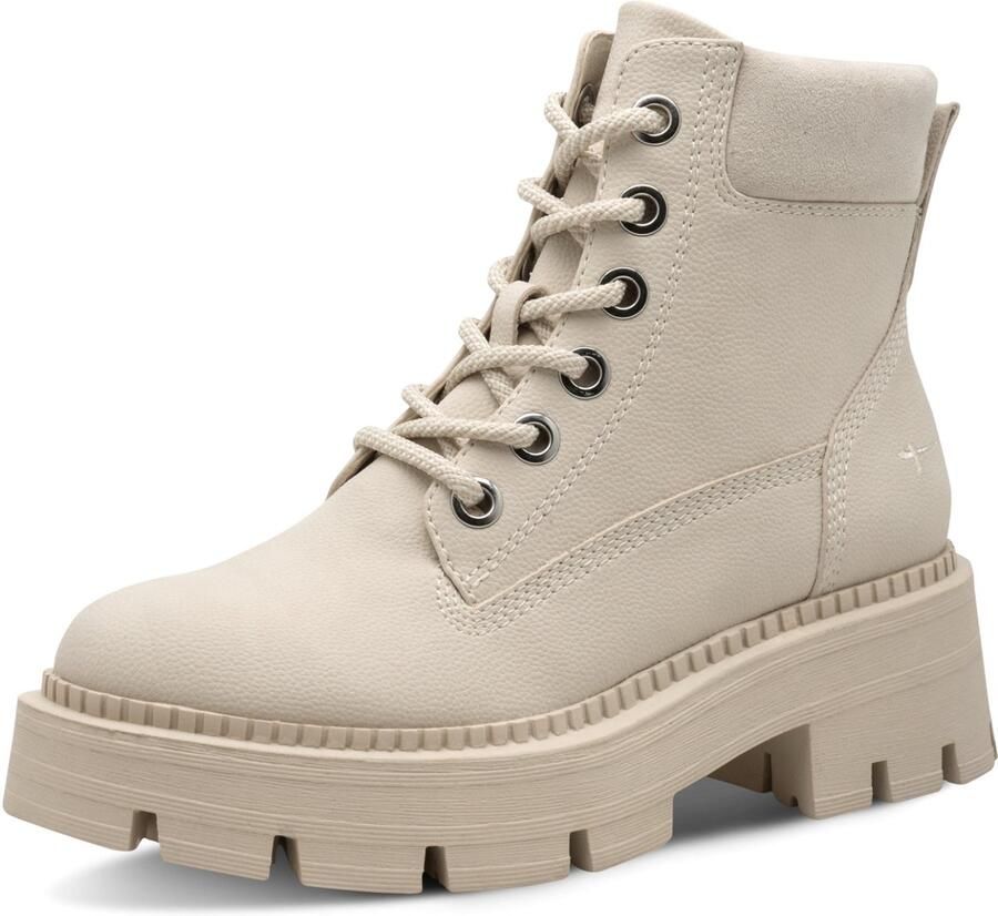 Tamaris Veterschoenen blokhak veterenkellaars bezet met glanzende strassstenen
