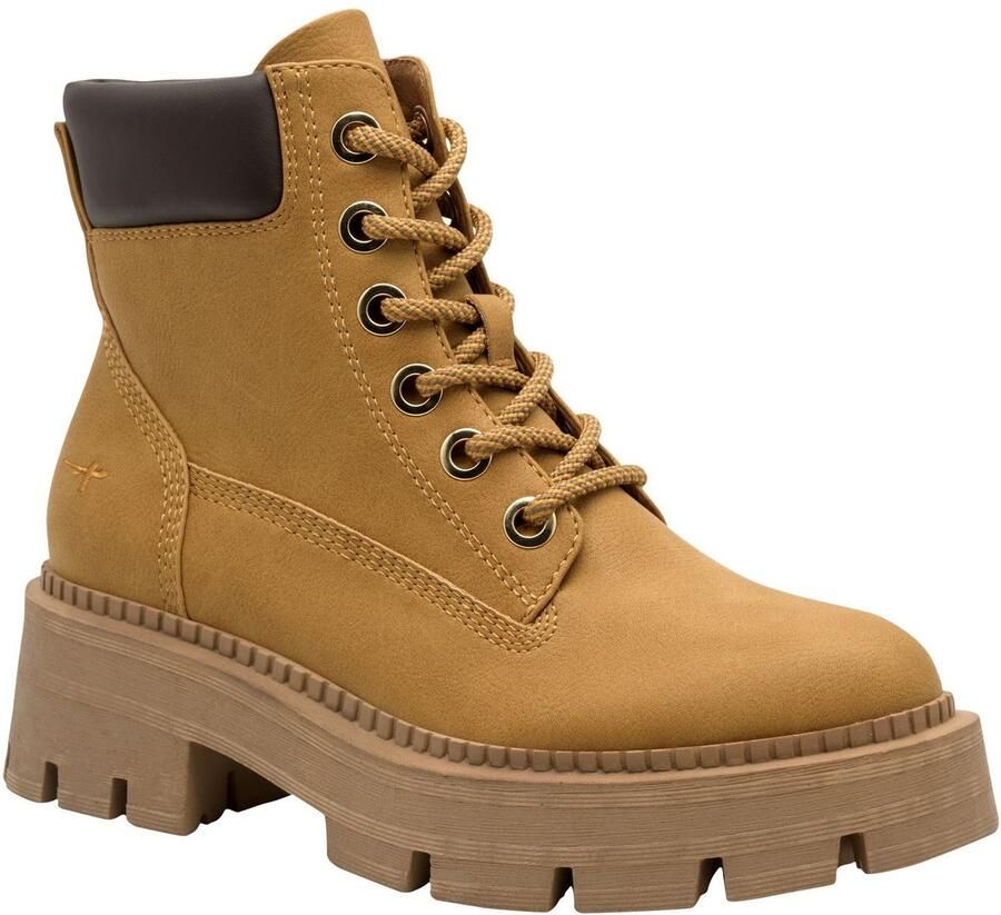 Tamaris Veterschoenen blokhak veterenkellaars bezet met glanzende strassstenen - Foto 1