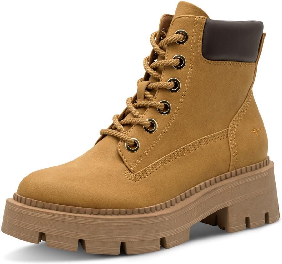 Tamaris Veterschoenen blokhak veterenkellaars bezet met glanzende strassstenen