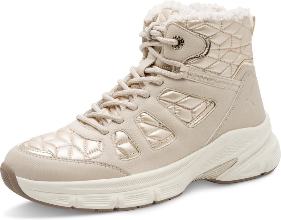 Tamaris Winterlaarzen sleehak veterboots met afgesteppte wattaties