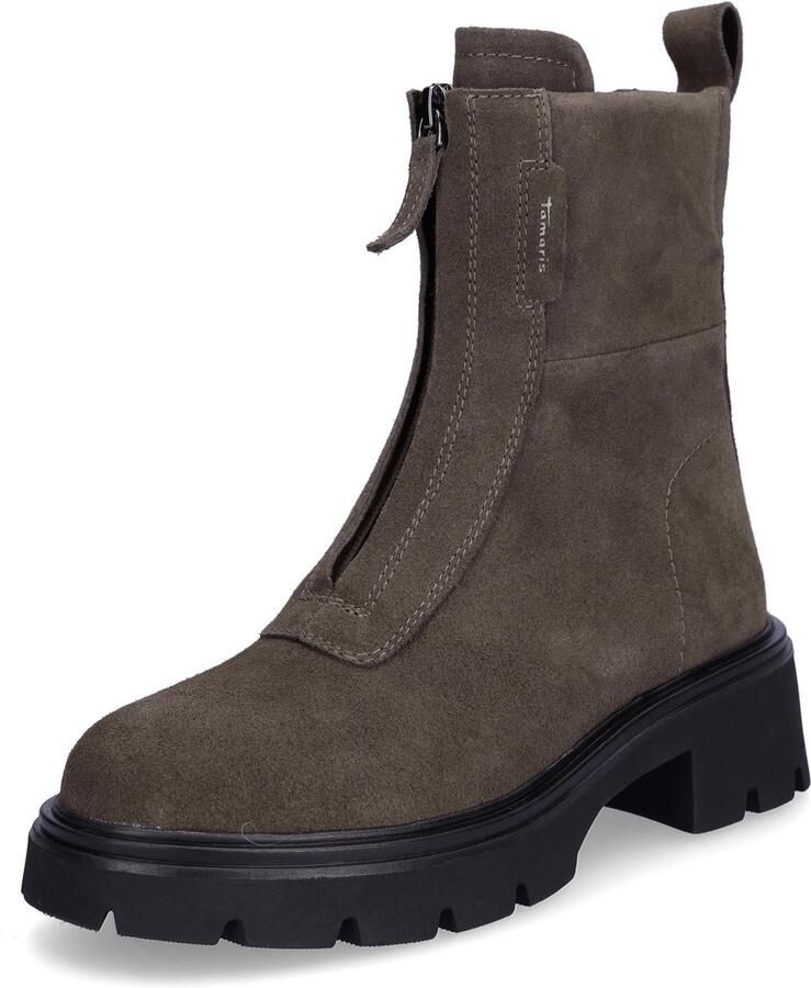 Tamaris dames enkellaarsjes taupe
