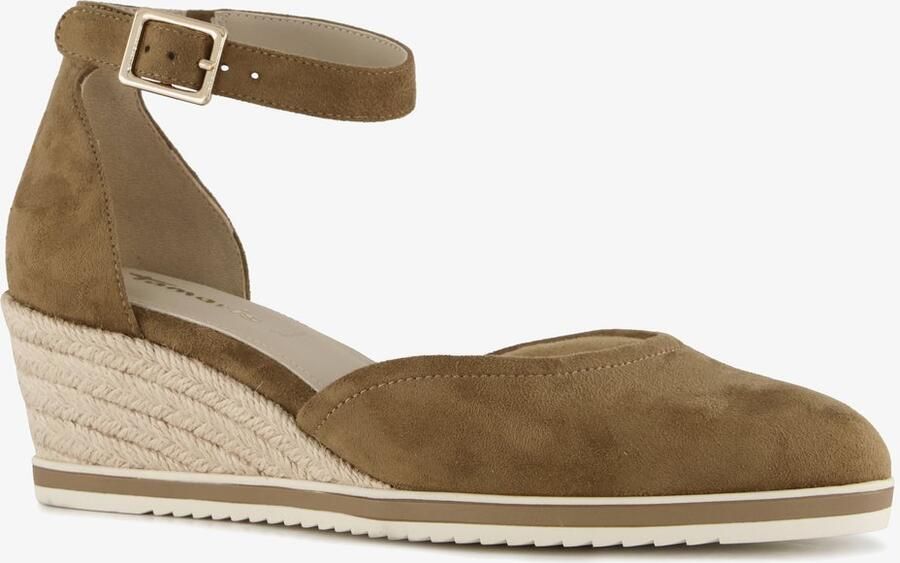 Tamaris dames espadrilles met sleehak bruin
