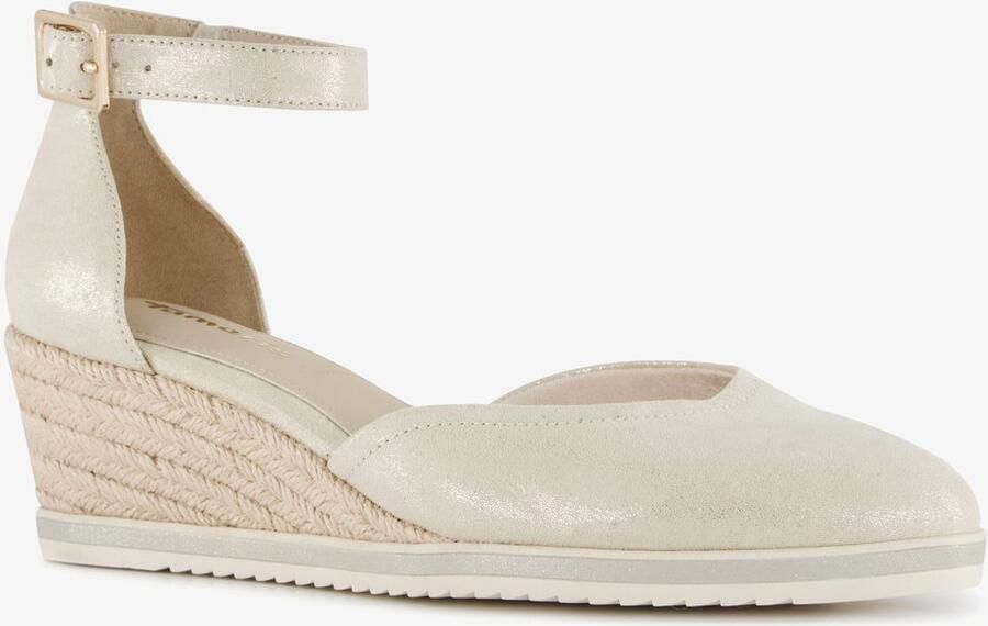 Tamaris dames espadrilles met sleehak champagne Goud
