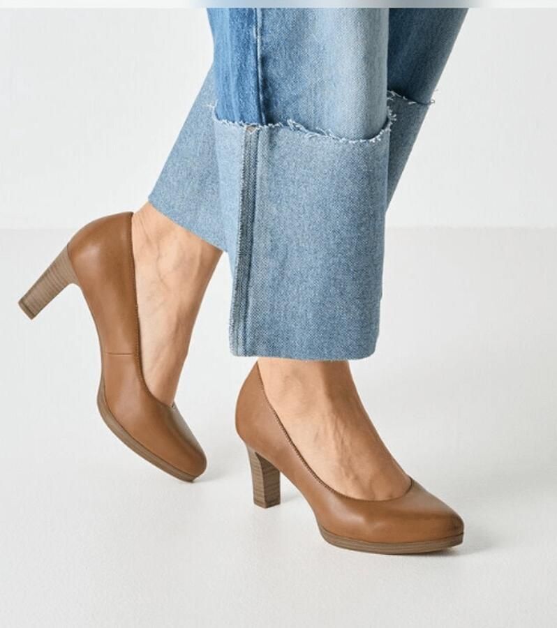 Tamaris klassieke leren pumps 1-22433-41-440 damesschoenen blokhak bruin - Foto 2